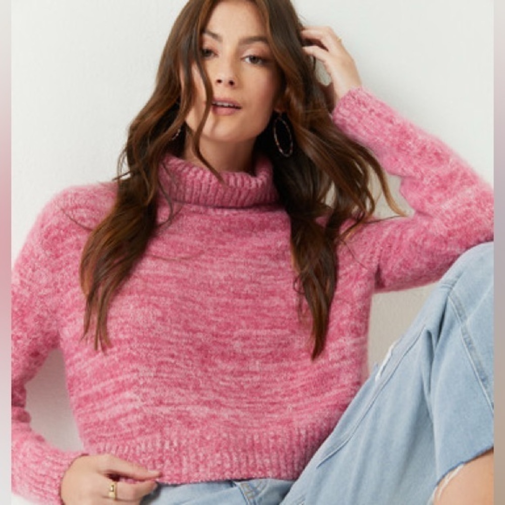 Francesca's Collections Pink Cowl Neck Sweater Miami